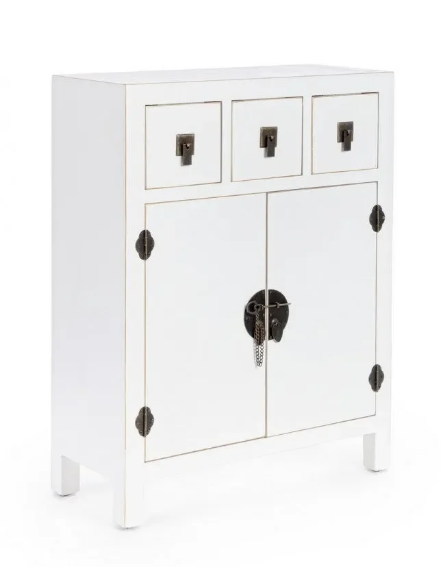 Credenza 2 Ante 3 Cassetti Pechino in Legno Bianco