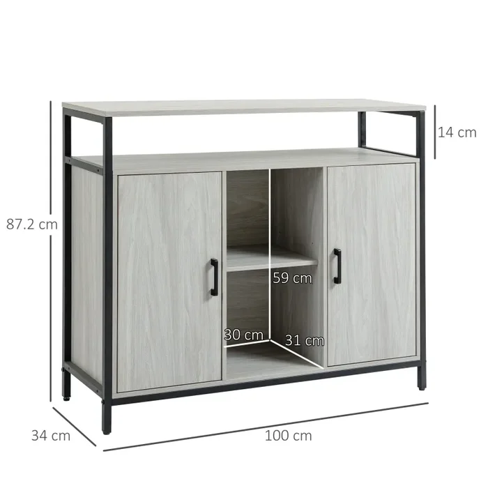 Credenza 2 Ante 5 Ripiani 100x34x87,2 cm in Legno Grigio In saldo - immagine 3