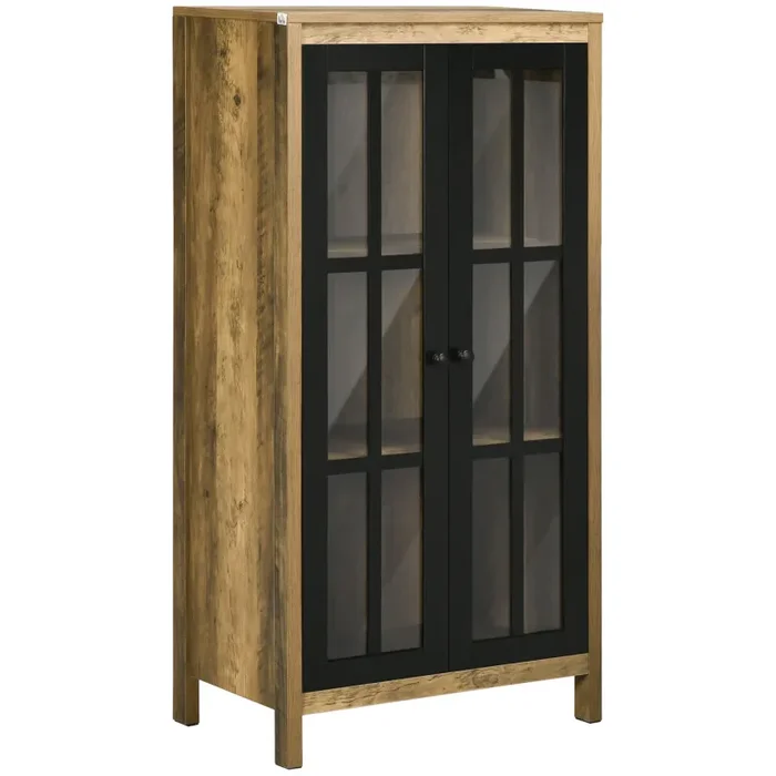 Credenza 2 Ante in Vetro 60x35x120 cm in Legno Truciolare Marrone In saldo