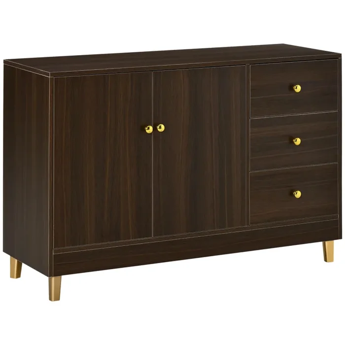 Credenza 3 Cassetti 2 Ante 120×42,5×80 cm in MDF Marrone Moda