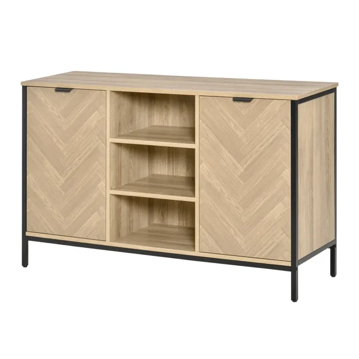 Credenza 3 Ripiani 2 Ante 120×39,2×76 cm in Legno Rovere