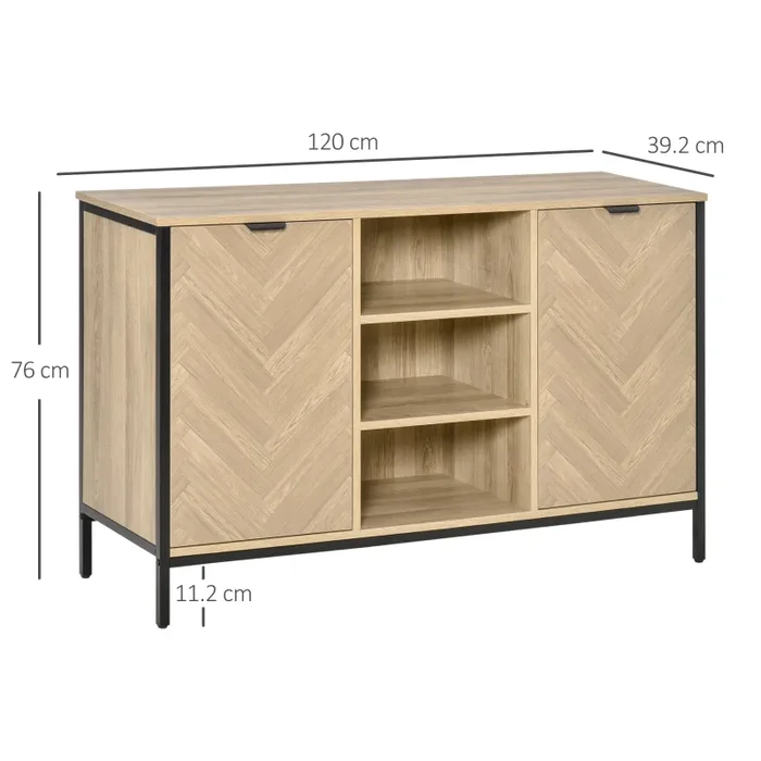 Credenza 3 Ripiani 2 Ante 120×39,2×76 cm in Legno Rovere - immagine 3
