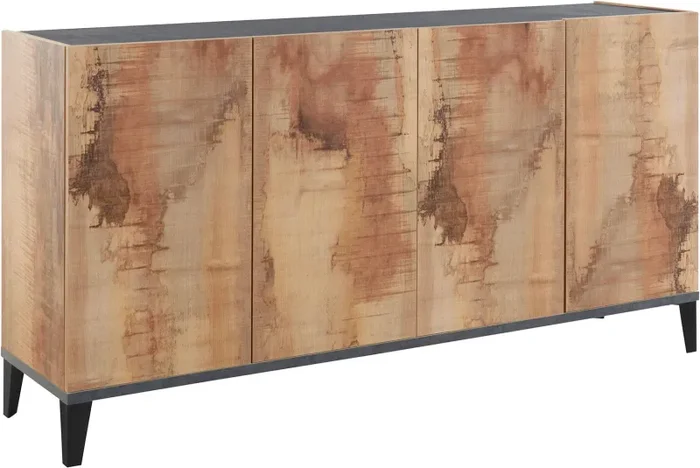 Credenza 4 Ante 160x40x82 cm Sunrise Acero Pereira e Ardesia