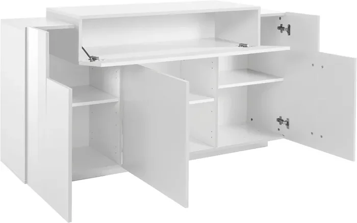 Credenza 4 Ante 160x45x86 cm Coro 3A Bianco Lucido/Bianco Saldi - immagine 3