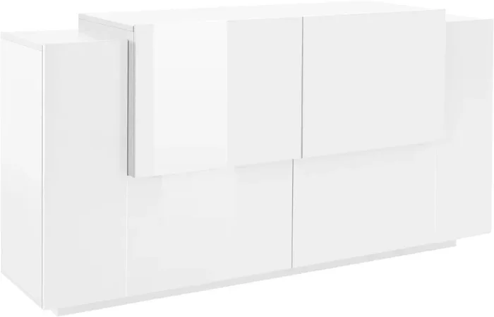 Credenza 4 Ante 160x45x86 cm Coro Bianco Lucido/Bianco - immagine 2