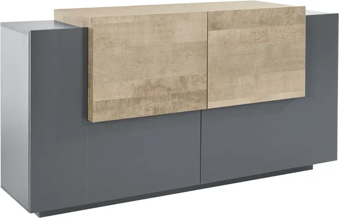 Credenza 4 Ante 160x45x86 cm Coro Grigio Antracite Opaco/Rovere Wotan - immagine 2