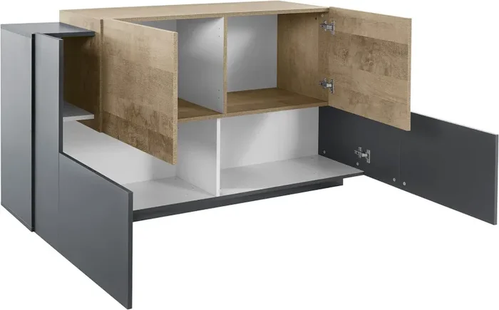 Credenza 4 Ante 160x45x86 cm Coro Grigio Antracite Opaco/Rovere Wotan - immagine 3