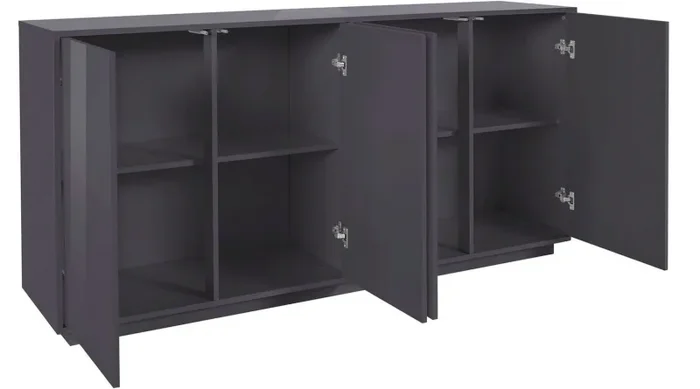 Credenza 4 Ante 180,1×41,4×86 cm Bloom Grigio Antracite Laccato Lucido Fornitura - immagine 3