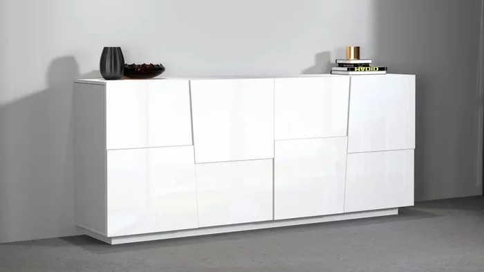 Credenza 4 Ante 200x44x86 cm Pongo 4A Bianco Lucido Saldi