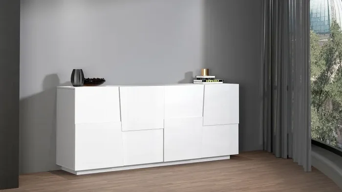 Credenza 4 Ante 200x44x86 cm Pongo 4A Bianco Lucido Saldi - immagine 2