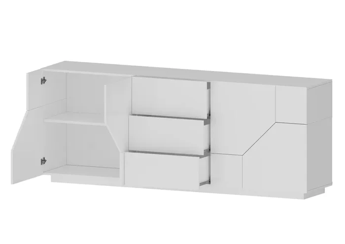 Credenza 4 Ante + 3 Cassetti 220,1x43x86 cm Alien Bianco Lucido - immagine 3