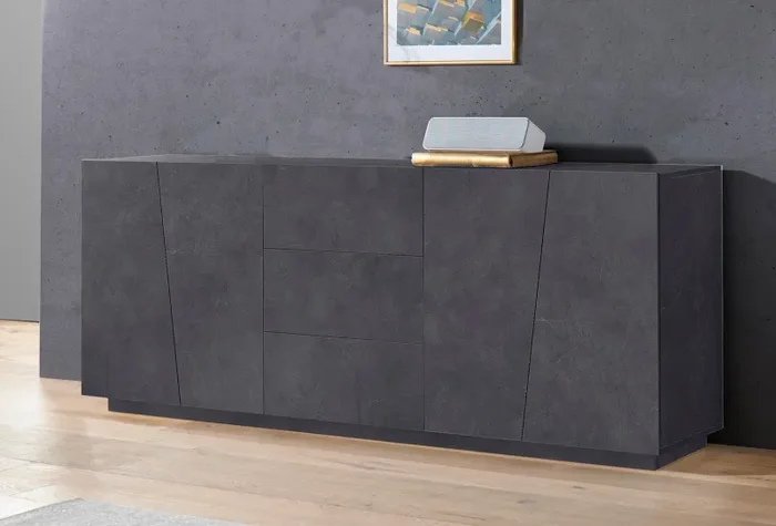 Credenza 4 Ante + 3 Cassetti 220x43x86 cm Vega Ardesia - immagine 2