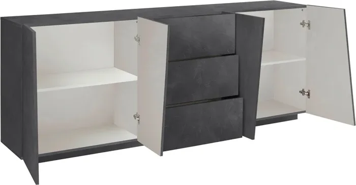 Credenza 4 Ante + 3 Cassetti 220x43x86 cm Vega Ardesia - immagine 3