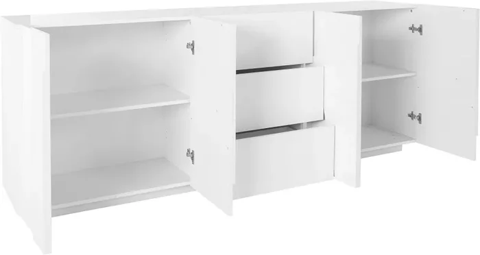Credenza 4 Ante + 3 Cassetti 224,1×44,2×86 cm Ping Bianco Lucido - immagine 3