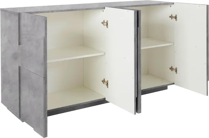 Credenza 4 Ante Battenti 162,4×44,2×86 cm Ping Cemento Bronx - immagine 3