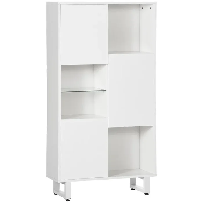 Credenza 4 Ripiani 3 Ante 70×24,3×132 cm in Legno Bianco Vendita calda