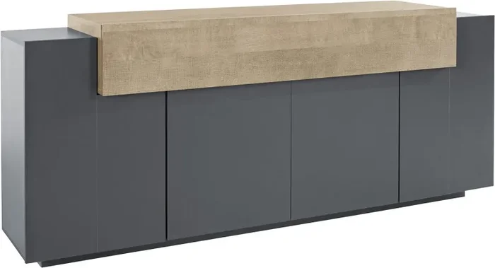 Credenza 5 Ante 200x45x86 cm Coro 4A Grigio Antracite Opaco/Rovere Wotan - immagine 2