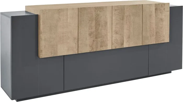 Credenza 7 Ante 200x45x86 cm New Coro Antracite/rovere k356