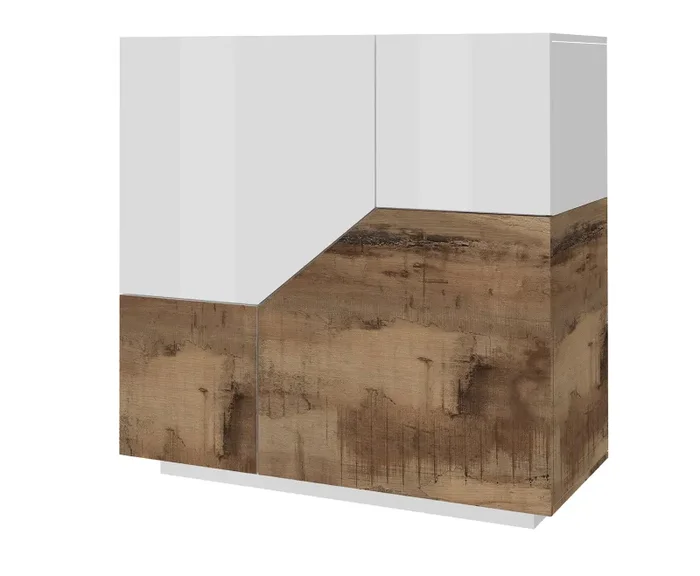 Credenza Alta 100x43x106 cm Alien Bianco Lucido e Acero Pereira Vendita calda online