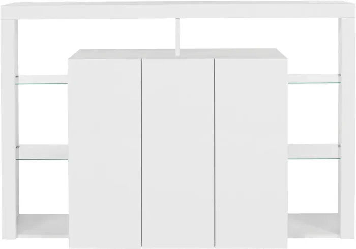 Credenza con 3 Ante e Ripiani in Vetro a Giorno 150x40x100 cm Essential 3A Bianco Lucido Vendita calda online - immagine 3