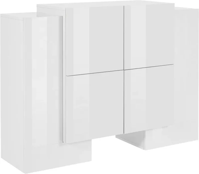 Credenza con 6 Ante 130x45x100 cm Pillon High 2A 4A Bianco Lucido - immagine 2