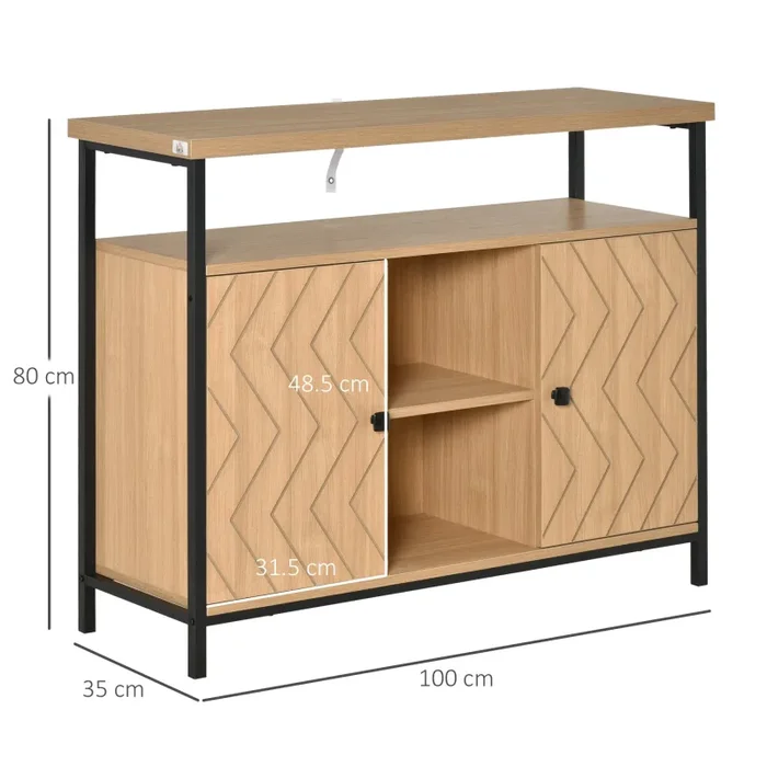 Credenza con Ante e Vani Aperti 100x35x80cm in MDF Rovere - immagine 3