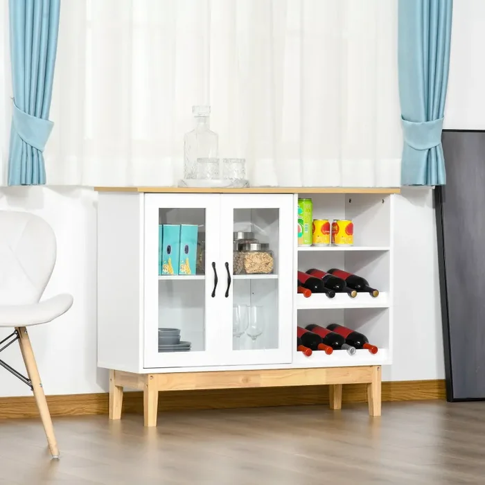 Credenza con Cantinetta 3 Ripiani 103x34x80 cm in MDF e Truciolato Bianco Sconti - immagine 2