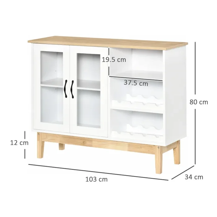 Credenza con Cantinetta 3 Ripiani 103x34x80 cm in MDF e Truciolato Bianco Sconti - immagine 3