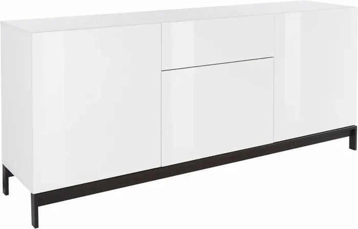 Credenza con piedi 3 Ante + 1 cassetto 170x40x73 cm Metis Bianco Lucido