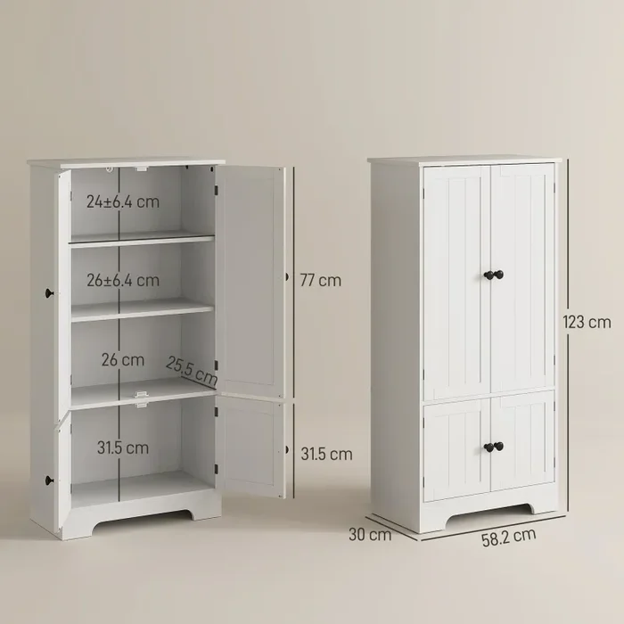 Credenza Cucina 58,2x30x123 cm con 2 Armadietti in MDF Bianco - immagine 3