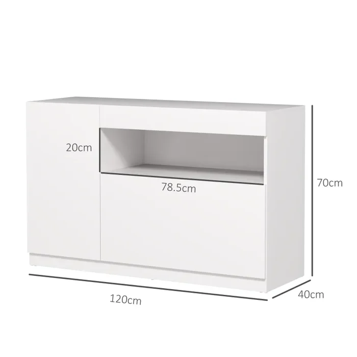 Credenza Mobile Basso Cucina con Ante Ammortizzate e Apertura a Pressione 120x40x75 cm Bianco - immagine 3