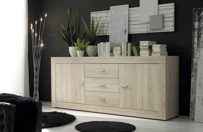 Credenza Mobile da Salotto 2 Porte 3 Cassetti 210x43x86cm TFT Rustic Quercia Samoa Vendita online