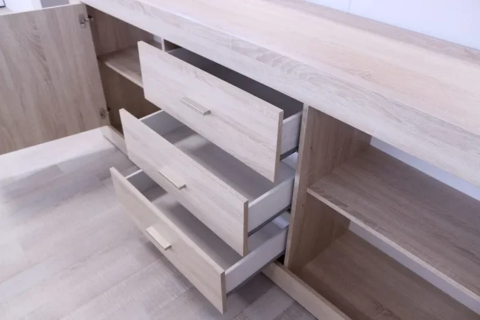 Credenza Mobile da Salotto 2 Porte 3 Cassetti 210x43x86cm TFT Rustic Quercia Samoa Vendita online - immagine 3