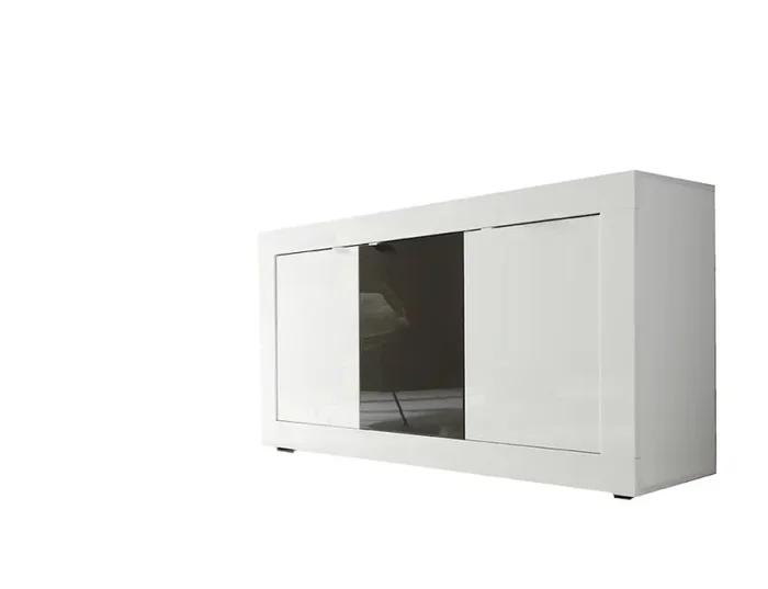 Credenza Mobile da Salotto 3 Porte 160x43x86cm TFT Basic Bianco Lucido Antracite Lucido - immagine 2