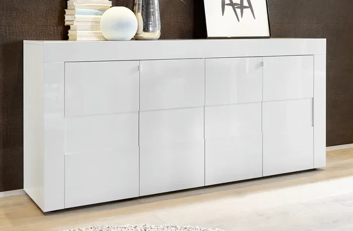 Credenza Mobile da Salotto 4 Porte 181x42x84cm TFT Build Bianco Lucido - immagine 2