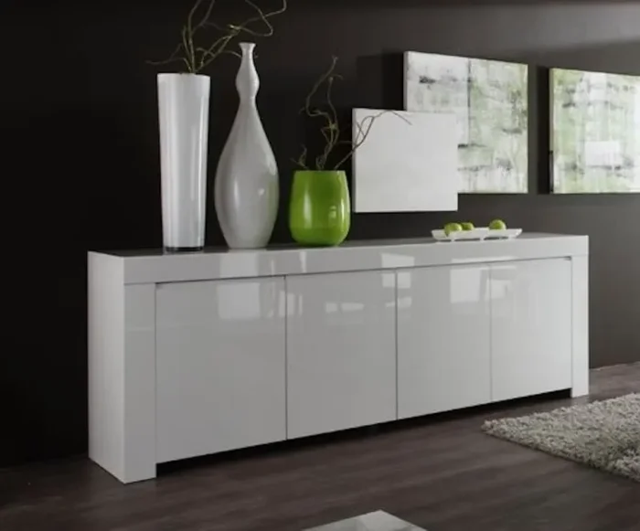 Credenza Mobile da Salotto 4 Porte 210x50x82cm TFT Amber Bianco Lucido Online ora - immagine 3