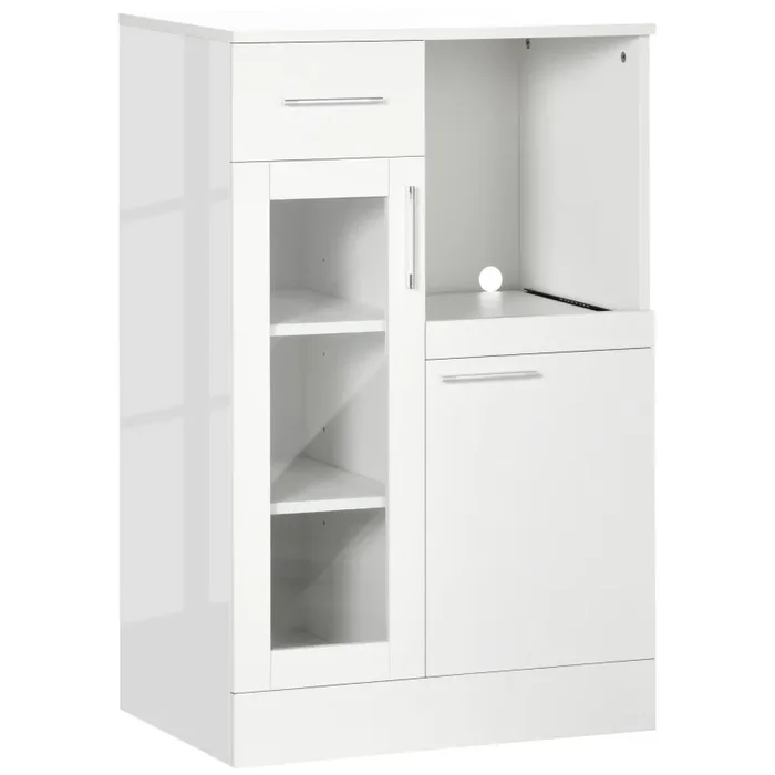 Credenza Moderna 60x40x95 cm Salvaspazio in Legno e Vetro Bianco Online