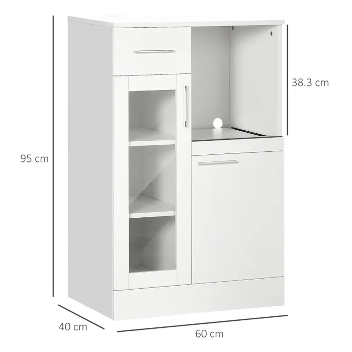 Credenza Moderna 60x40x95 cm Salvaspazio in Legno e Vetro Bianco Online - immagine 3