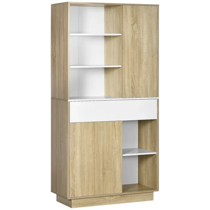 Credenza Moderna 89×39,6×180 cm in Legno Naturale e Bianco
