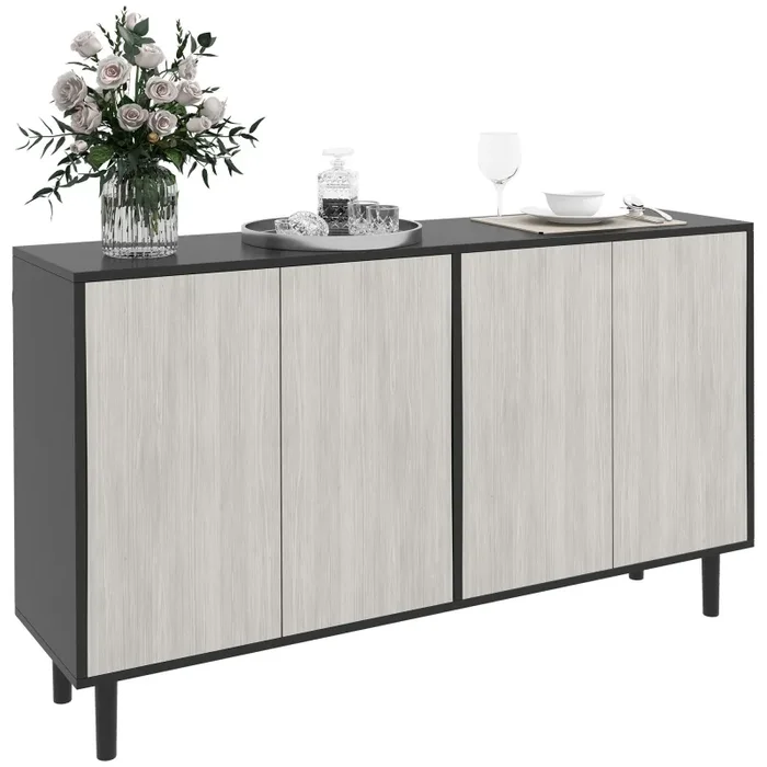 Credenza Moderna con 2 Armadietti 121x37x75 cm Nero e Grigio