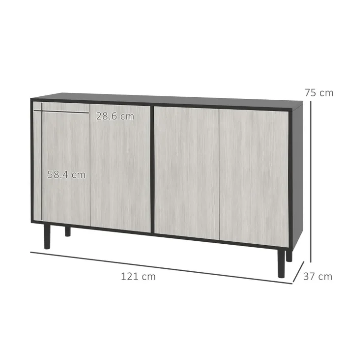 Credenza Moderna con 2 Armadietti 121x37x75 cm Nero e Grigio - immagine 3