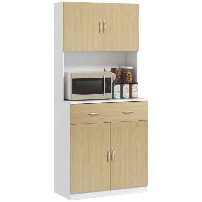 Credenza per Cucina con Armadietti a 2 Ante 80x40x180 cm Colore Legno