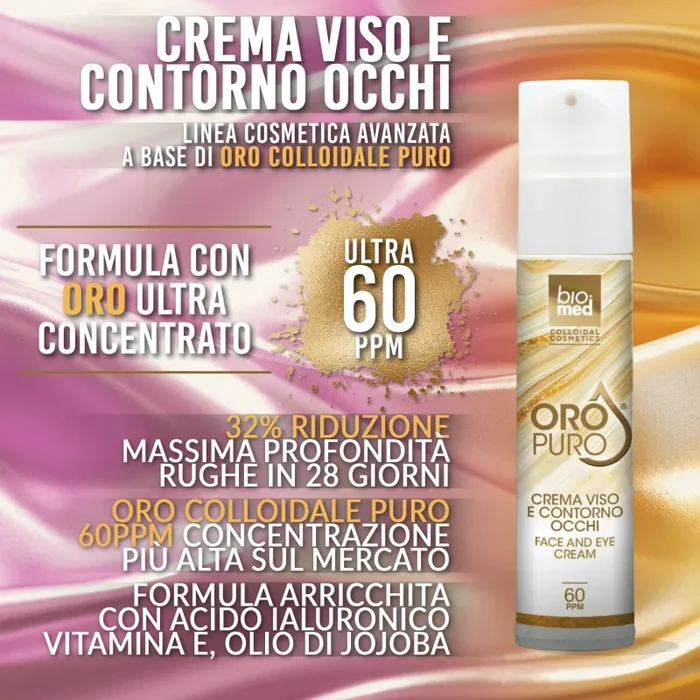 CREMA VISO E CONTORNO OCCHI RIGENERANTE ALL’ORO ATTIVO 60ppm – BIOMED 50ml - immagine 2
