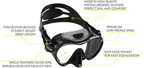 Cressi F1 Mask – Maschera Subacquea monovetro del Tipo Frameless, L, Nero Sconti - immagine 2