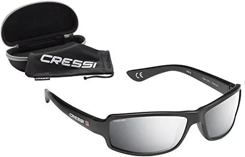 Cressi Ninja, Occhiali Sportivi da Sole Nero/Lenti Specchiate Silver