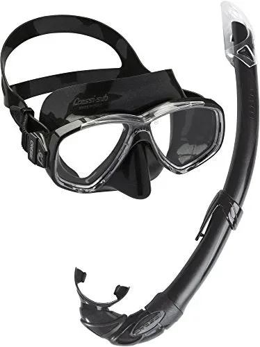 Cressi Perla Mare Premium, Scuba Maschera Snorkel Set, Prodotto in Nero