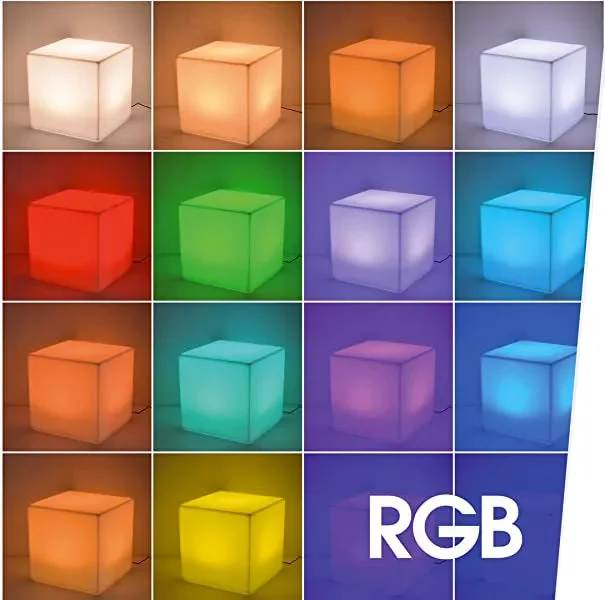 Cubo Luminoso da Giardino a LED 40×40 cm in Resina 5W Cube Multicolore - immagine 3