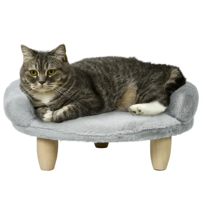 Cuccia Divanetto per Cani e Gatti 47x40x20 cm Sfoderabile in Peluche Grigio