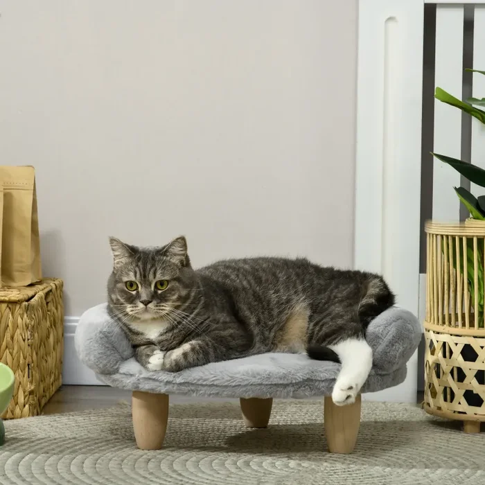 Cuccia Divanetto per Cani e Gatti 47x40x20 cm Sfoderabile in Peluche Grigio - immagine 2