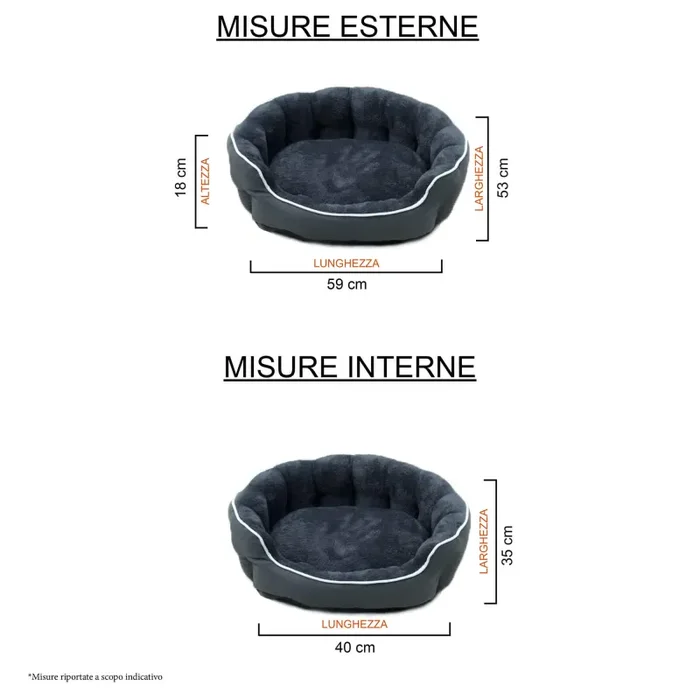 Cuccia Imbottita per Cani e Gatti in Poliestere Coccole Grigio Scuro - immagine 3